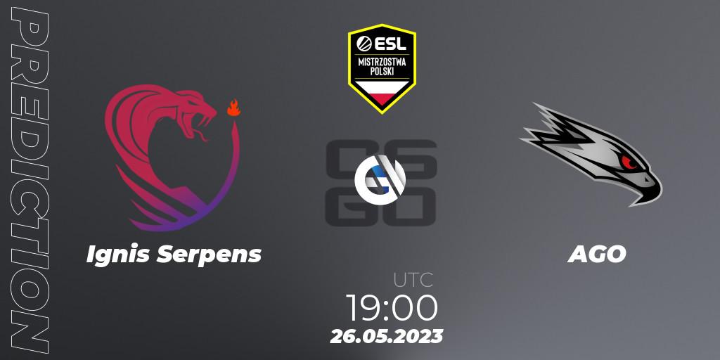 Ignis Serpens vs AGO: Match Prediction. 26.05.2023 at 19:30, Counter-Strike (CS2), ESL Mistrzostwa Polski Spring 2023