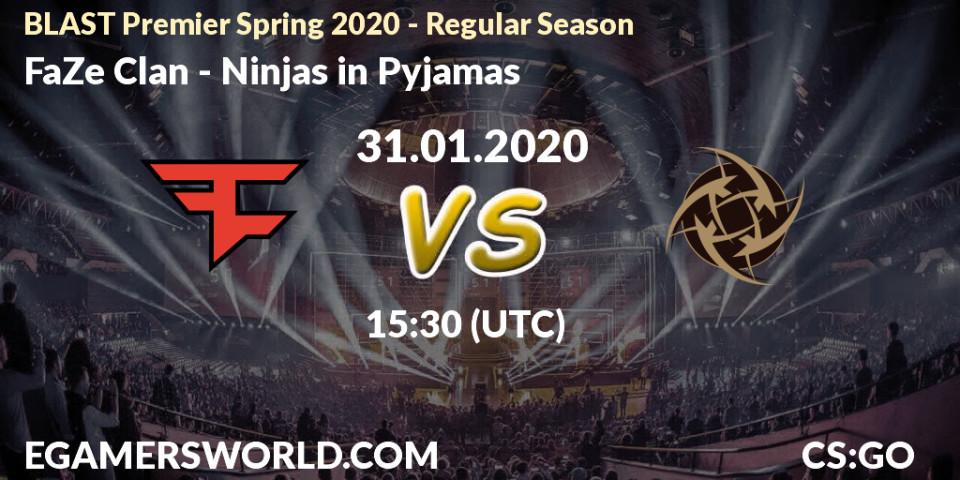 FaZe Clan vs Ninjas in Pyjamas: Match Prediction. 31.01.20, CS2 (CS:GO), BLAST Premier Spring Series 2020: Regular Season