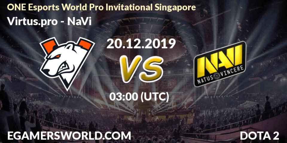 Virtus.pro vs NaVi: Match Prediction. 20.12.19, Dota 2, ONE Esports World Pro Invitational Singapore