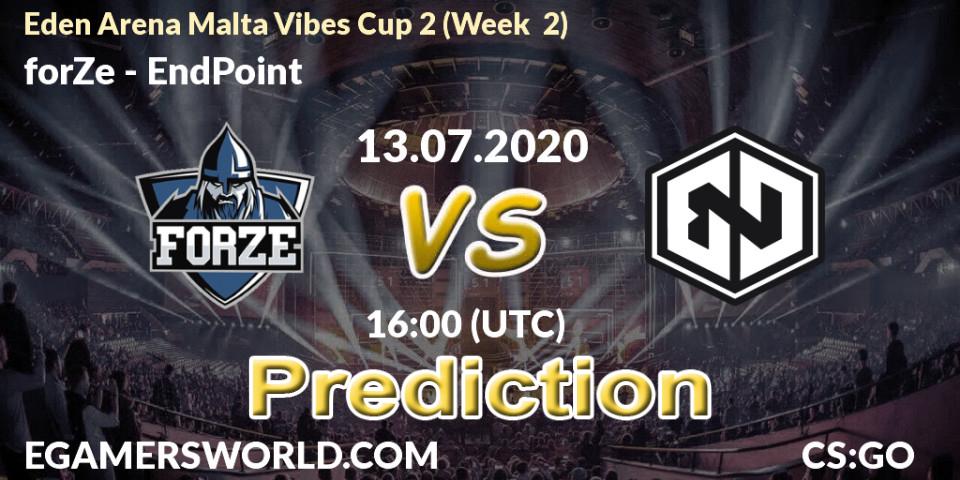 forZe vs EndPoint: Match Prediction. 13.07.20, CS2 (CS:GO), Eden Arena Malta Vibes Cup 2 (Week 2)