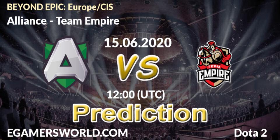 Alliance vs Team Empire: Match Prediction. 15.06.20, Dota 2, BEYOND EPIC: Europe/CIS