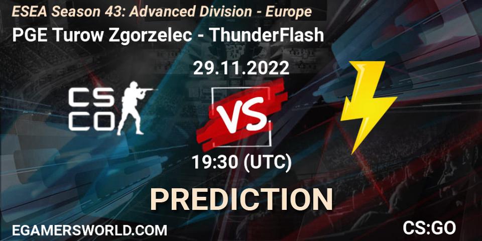 PGE Turow Zgorzelec vs ThunderFlash: Match Prediction. 29.11.22, CS2 (CS:GO), ESEA Season 43: Advanced Division - Europe