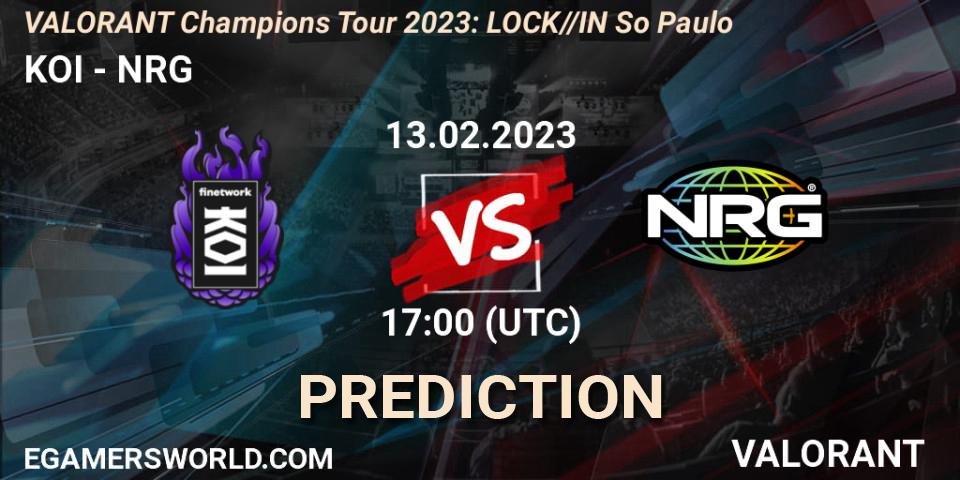 KOI vs NRG: Match Prediction. 13.02.23, VALORANT, VALORANT Champions Tour 2023: LOCK//IN São Paulo