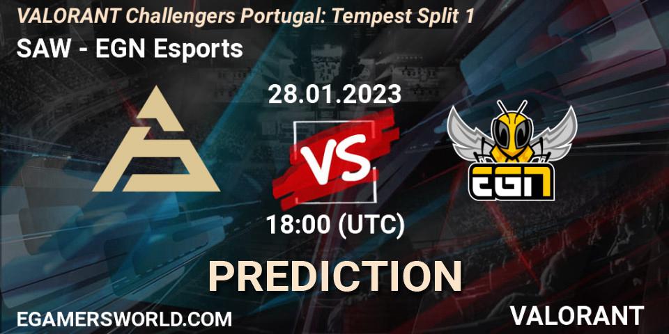 SAW vs EGN Esports: Match Prediction. 28.01.23, VALORANT, VALORANT Challengers 2023 Portugal: Tempest Split 1