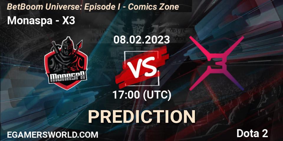 Monaspa vs X3: Match Prediction. 08.02.23, Dota 2, BetBoom Universe: Episode I - Comics Zone