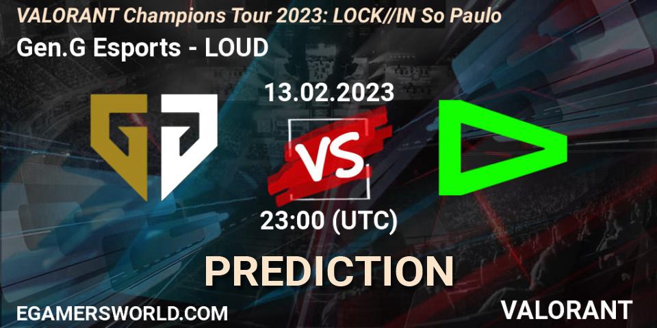Gen.G Esports vs LOUD: Match Prediction. 15.02.23, VALORANT, VALORANT Champions Tour 2023: LOCK//IN São Paulo