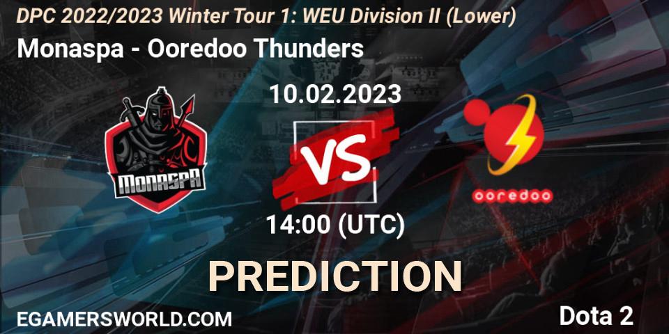 Monaspa vs Ooredoo Thunders: Match Prediction. 10.02.23, Dota 2, DPC 2022/2023 Winter Tour 1: WEU Division II (Lower)