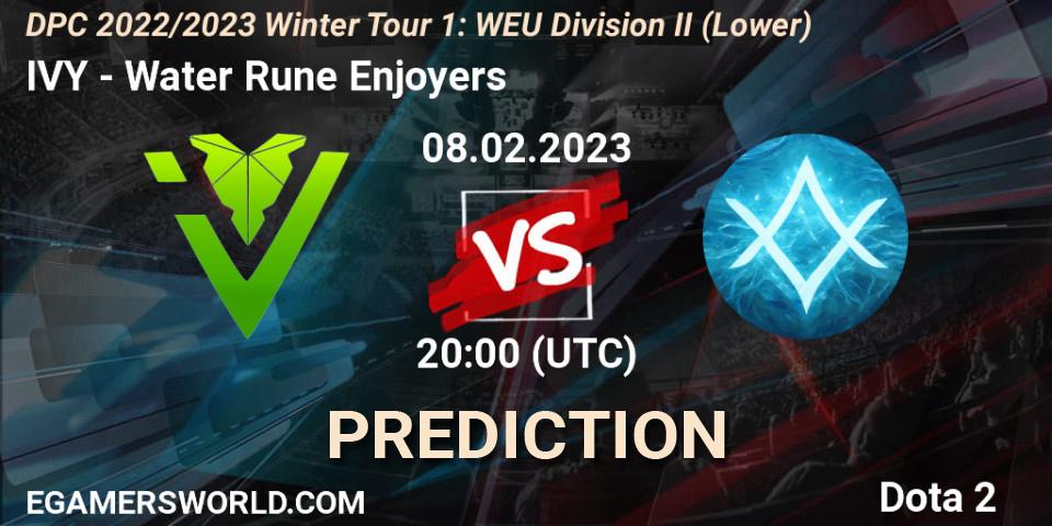 IVY vs Water Rune Enjoyers: Match Prediction. 08.02.23, Dota 2, DPC 2022/2023 Winter Tour 1: WEU Division II (Lower)