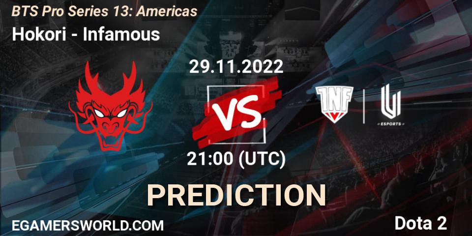 Hokori vs Infamous: Match Prediction. 29.11.22, Dota 2, BTS Pro Series 13: Americas