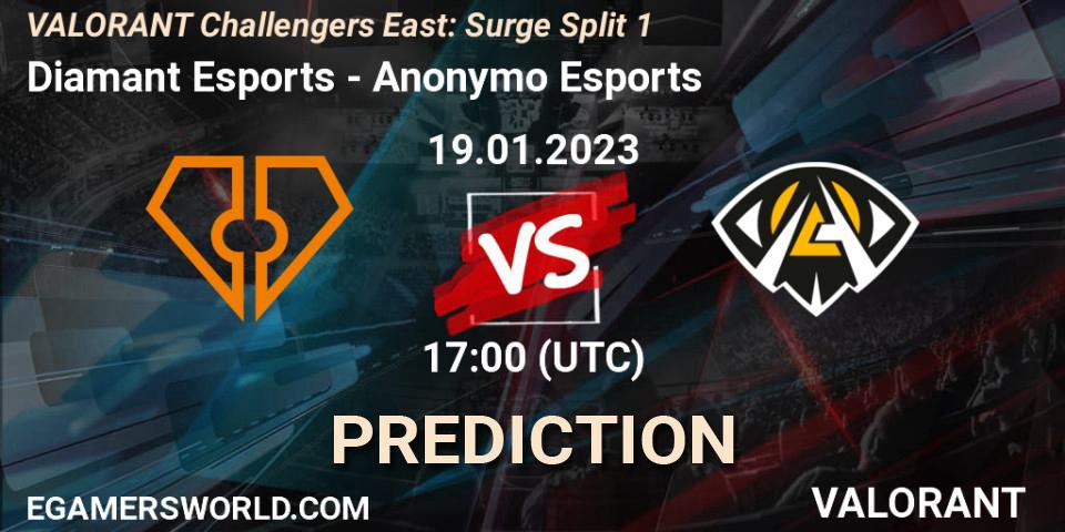 Diamant Esports vs Anonymo Esports: Match Prediction. 19.01.23, VALORANT, VALORANT Challengers 2023 East: Surge Split 1