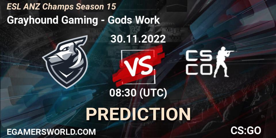 Grayhound Gaming vs Gods Work: Match Prediction. 30.11.22, CS2 (CS:GO), ESL ANZ Champs Season 15