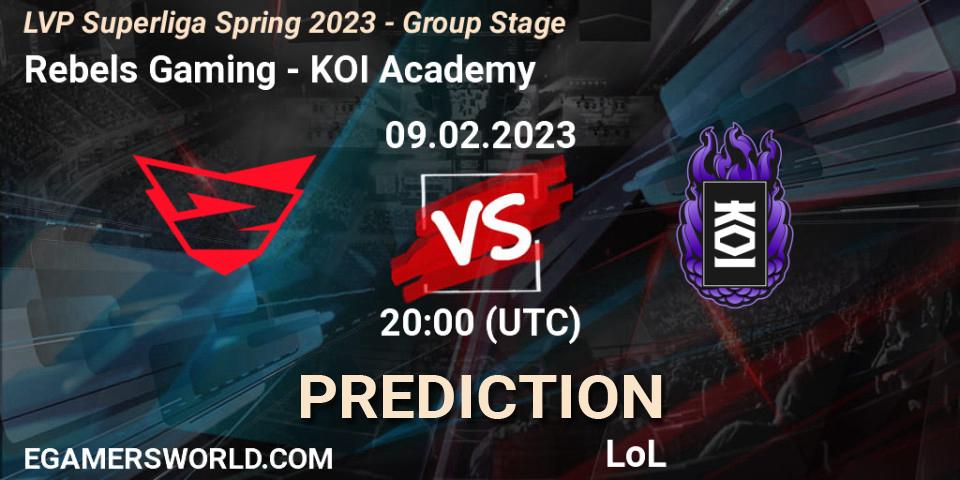 Rebels Gaming vs KOI Academy: Match Prediction. 09.02.23, LoL, LVP Superliga Spring 2023 - Group Stage