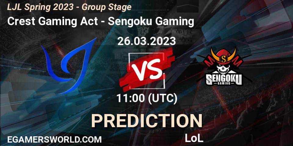 Crest Gaming Act vs Sengoku Gaming: Match Prediction. 26.03.23, LoL, LJL Spring 2023 - Group Stage