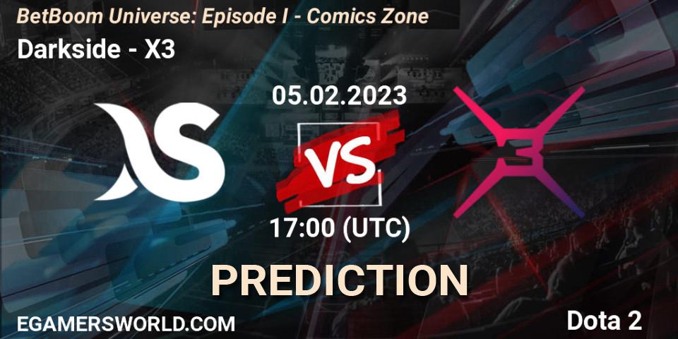 Darkside vs X3: Match Prediction. 05.02.23, Dota 2, BetBoom Universe: Episode I - Comics Zone