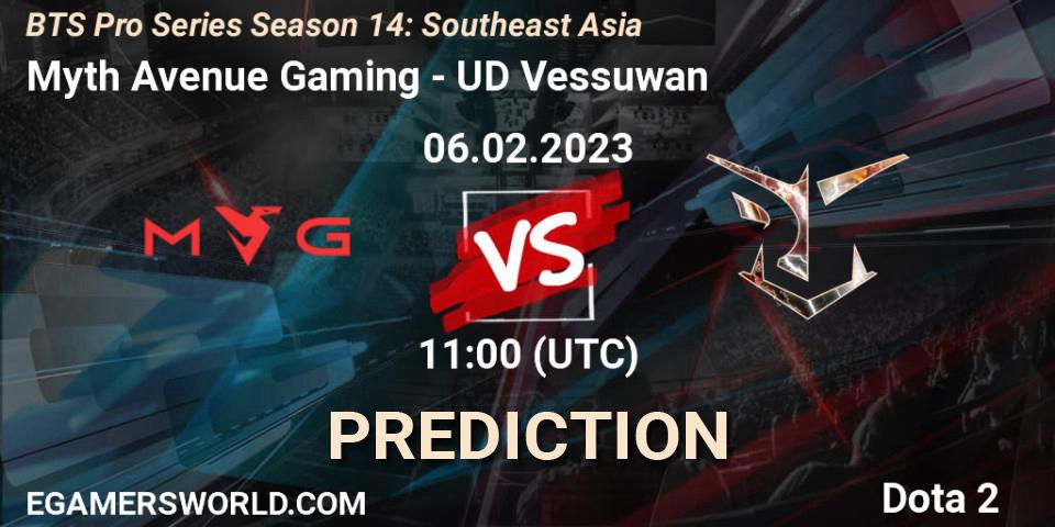 Myth Avenue Gaming vs UD Vessuwan: Match Prediction. 06.02.23, Dota 2, BTS Pro Series Season 14: Southeast Asia