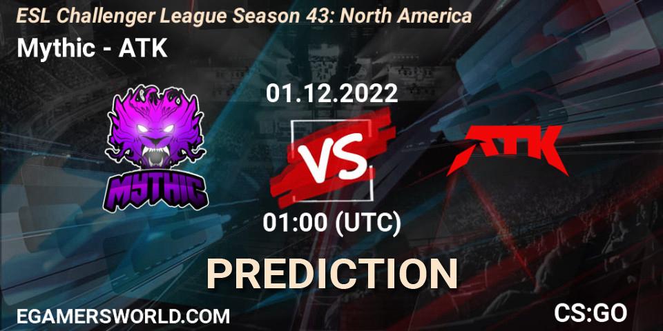 Mythic vs ATK: Match Prediction. 01.12.22, CS2 (CS:GO), ESL Challenger League Season 43: North America