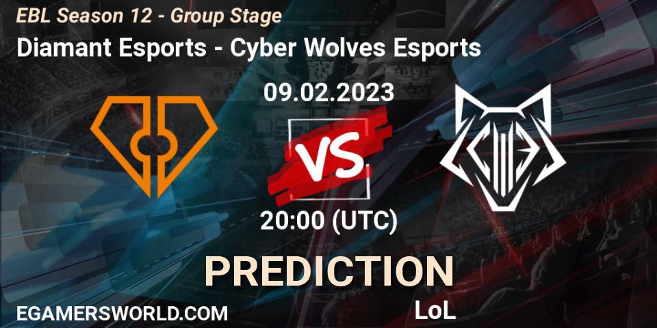 Diamant Esports vs Cyber Wolves Esports: Match Prediction. 09.02.23, LoL, EBL Season 12 - Group Stage