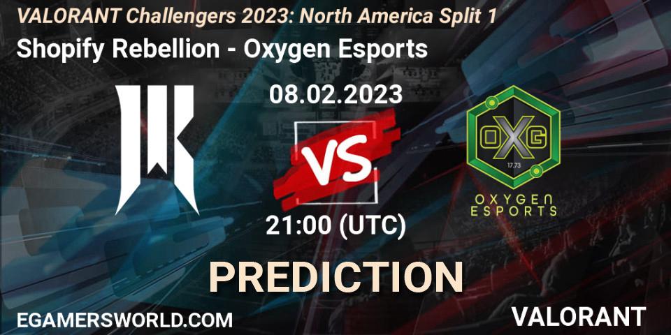 Shopify Rebellion vs Oxygen Esports: Match Prediction. 08.02.23, VALORANT, VALORANT Challengers 2023: North America Split 1