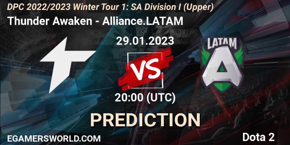 Thunder Awaken vs Alliance.LATAM: Match Prediction. 29.01.23, Dota 2, DPC 2022/2023 Winter Tour 1: SA Division I (Upper) 