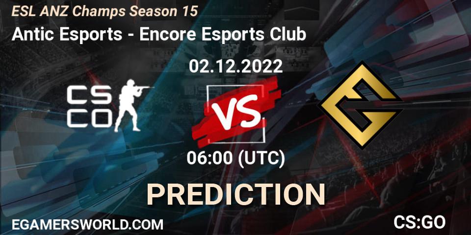 Antic Esports vs Encore Esports Club: Match Prediction. 02.12.22, CS2 (CS:GO), ESL ANZ Champs Season 15