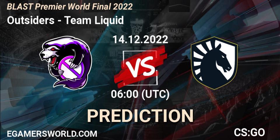 Outsiders vs Team Liquid: Match Prediction. 14.12.22, CS2 (CS:GO), BLAST Premier World Final 2022