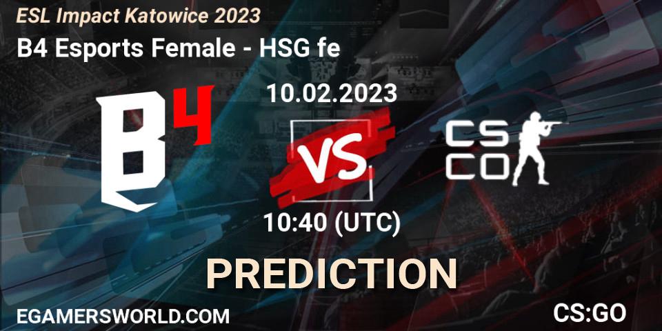 B4 Esports Female vs HSG: Match Prediction. 10.02.23, CS2 (CS:GO), ESL Impact Katowice 2023