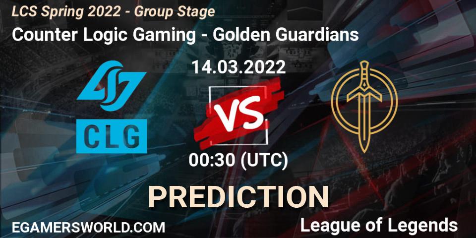 Counter Logic Gaming vs Golden Guardians: Match Prediction. 13.03.22, LoL, LCS Spring 2022 - Group Stage