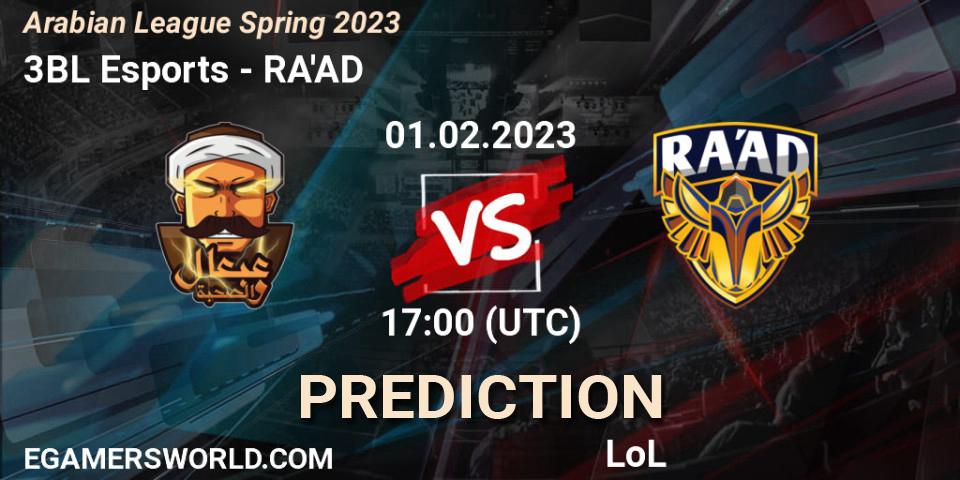 3BL Esports vs RA'AD: Match Prediction. 01.02.23, LoL, Arabian League Spring 2023