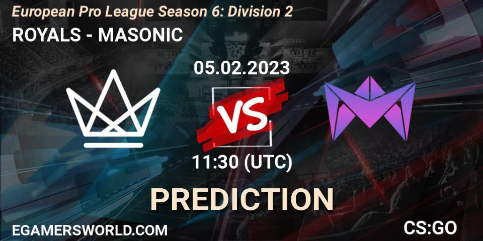 ROYALS vs MASONIC: Match Prediction. 05.02.23, CS2 (CS:GO), European Pro League Season 6: Division 2