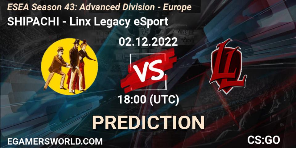 SHIPACHI vs Linx Legacy eSport: Match Prediction. 02.12.22, CS2 (CS:GO), ESEA Season 43: Advanced Division - Europe