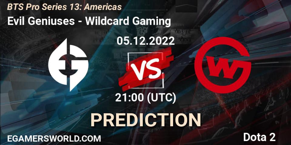 Evil Geniuses vs Wildcard Gaming: Match Prediction. 05.12.22, Dota 2, BTS Pro Series 13: Americas