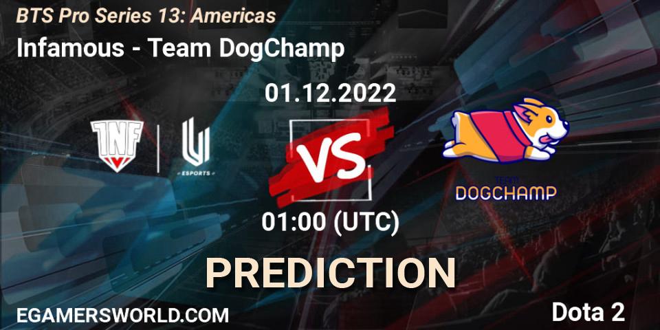 Infamous vs Team DogChamp: Match Prediction. 01.12.22, Dota 2, BTS Pro Series 13: Americas
