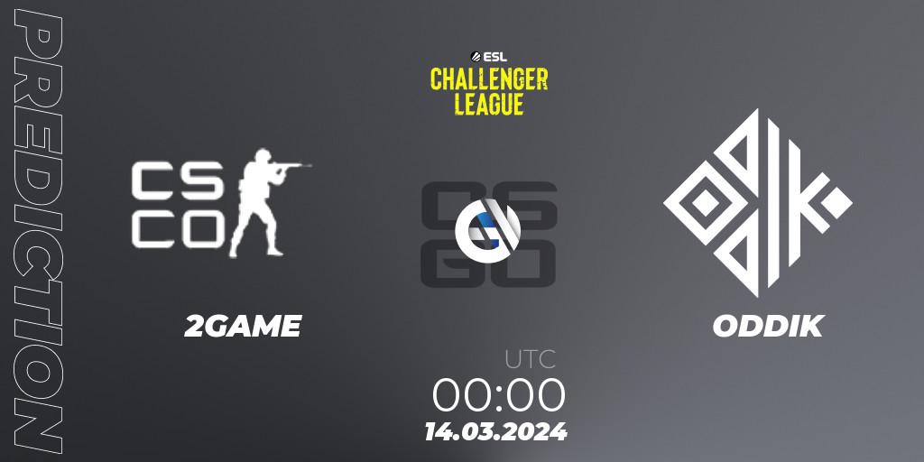 2GAME vs ODDIK: Match Prediction. 16.03.24, CS2 (CS:GO), ESL Challenger League Season 47: South America