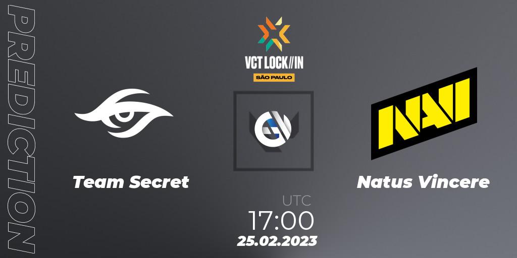 Team Secret vs Natus Vincere: Match Prediction. 25.02.23, VALORANT, VALORANT Champions Tour 2023: LOCK//IN São Paulo