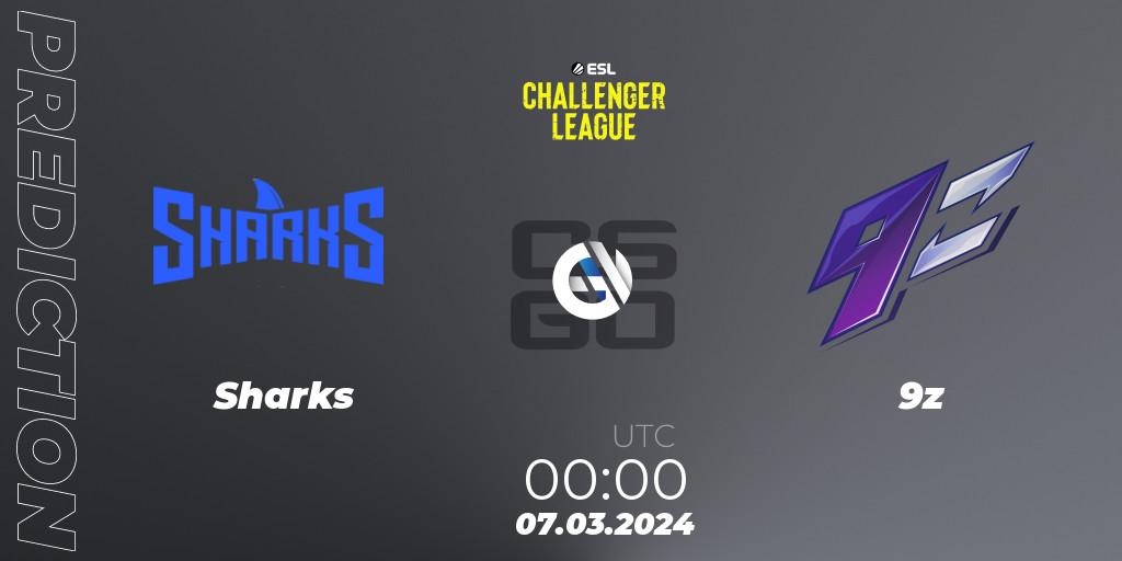 Sharks vs 9z: Match Prediction. 07.03.24, CS2 (CS:GO), ESL Challenger League Season 47: South America