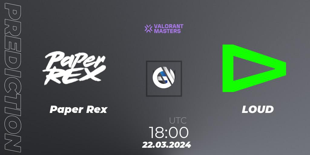 Paper Rex vs LOUD: Match Prediction. 22.03.24, VALORANT, VCT 2024: Masters Madrid