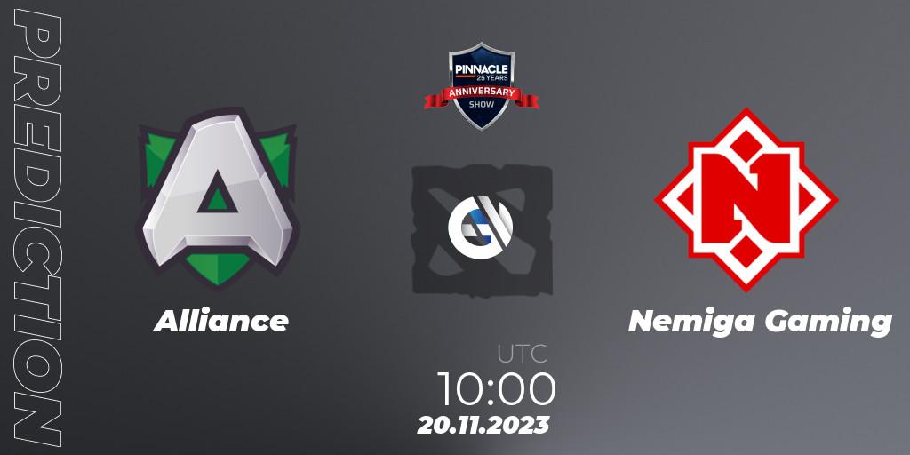 Alliance vs Nemiga Gaming: Match Prediction. 20.11.23, Dota 2, Pinnacle - 25 Year Anniversary Show
