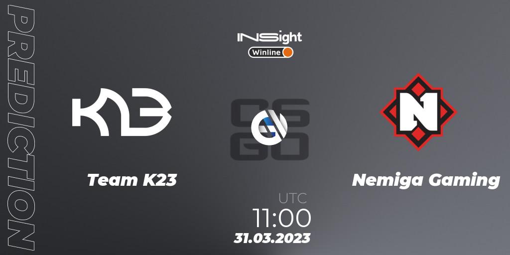 Team K23 vs Nemiga Gaming: Match Prediction. 31.03.23, CS2 (CS:GO), Winline Insight Season 3