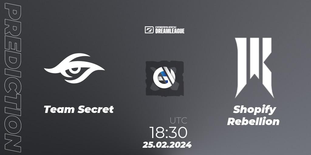 Team Secret vs Shopify Rebellion: Match Prediction. 25.02.24, Dota 2, DreamLeague Season 22