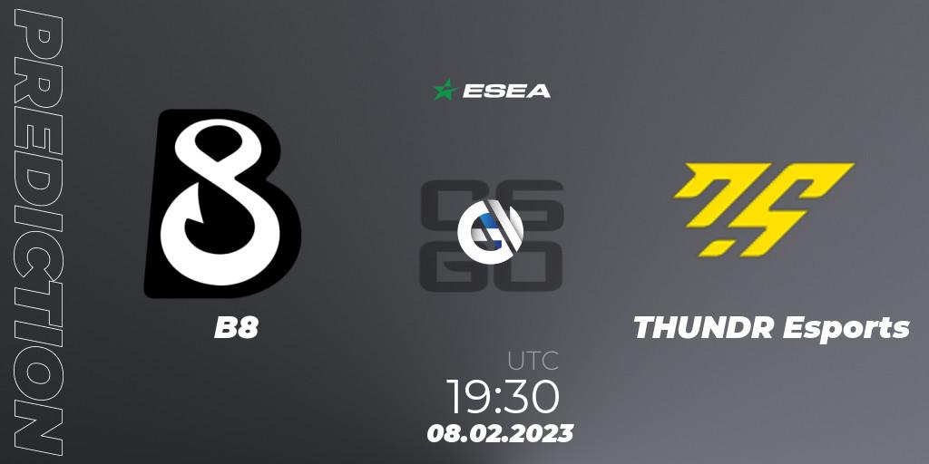 B8 vs THUNDR Esports: Match Prediction. 09.02.23, CS2 (CS:GO), ESEA Season 44: Advanced Division - Europe