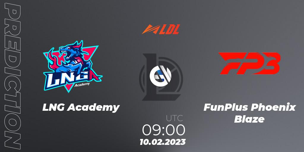 LNG Academy vs FunPlus Phoenix Blaze: Match Prediction. 10.02.23, LoL, LDL 2023 - Swiss Stage