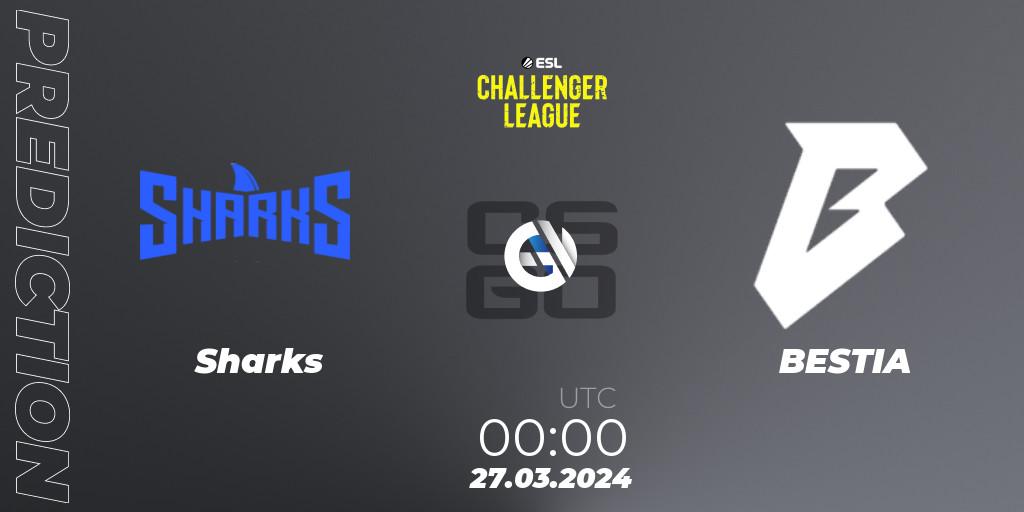 Sharks vs BESTIA: Match Prediction. 27.03.24, CS2 (CS:GO), ESL Challenger League Season 47: South America