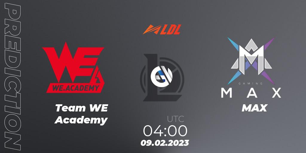 Team WE Academy vs MAX: Match Prediction. 09.02.23, LoL, LDL 2023 - Swiss Stage