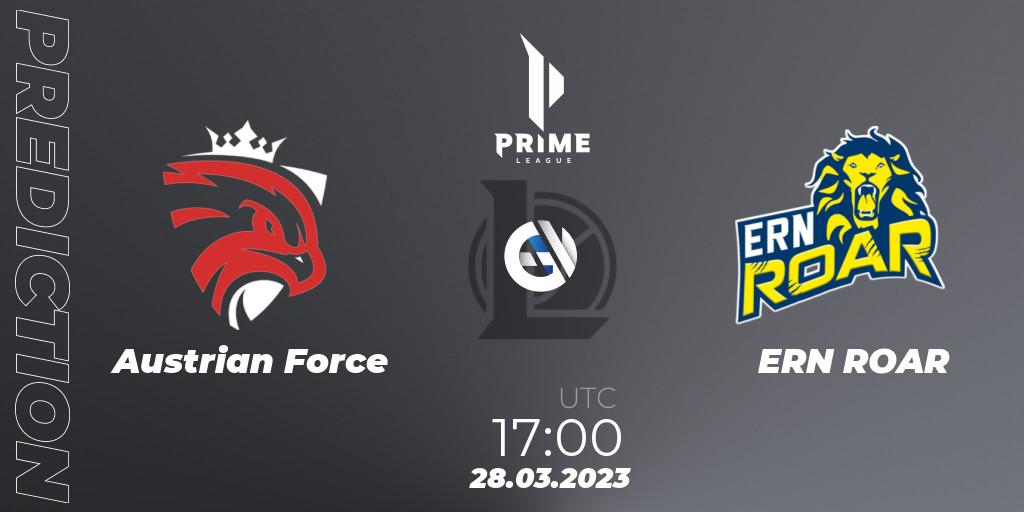 Austrian Force vs ERN ROAR: Match Prediction. 28.03.23, LoL, Prime League 2nd Division Spring 2023 - Playoffs
