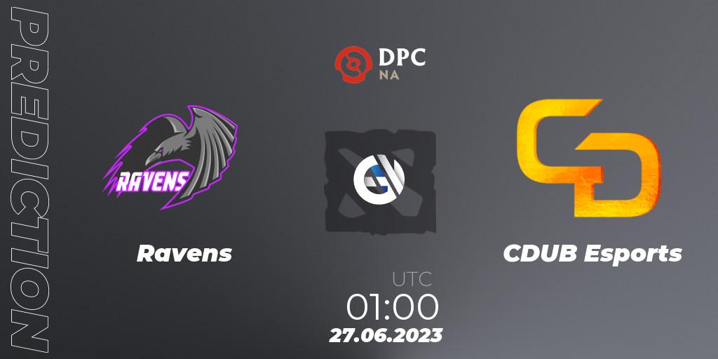 Ravens vs CDUB Esports: Match Prediction. 27.06.23, Dota 2, DPC 2023 Tour 3: NA Division II (Lower)