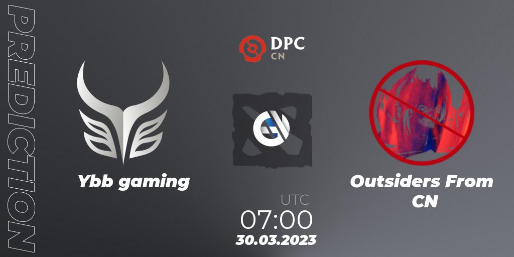 Ybb gaming vs Outsiders From CN: Match Prediction. 30.03.23, Dota 2, DPC 2023 Tour 2: China Division I (Upper)