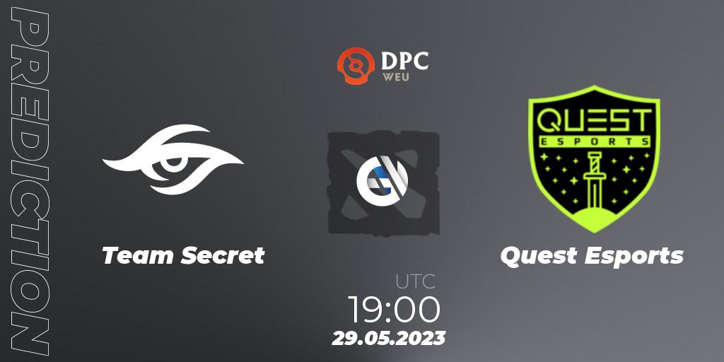 Team Secret vs PSG Quest: Match Prediction. 29.05.23, Dota 2, DPC 2023 Tour 3: WEU Division I (Upper)