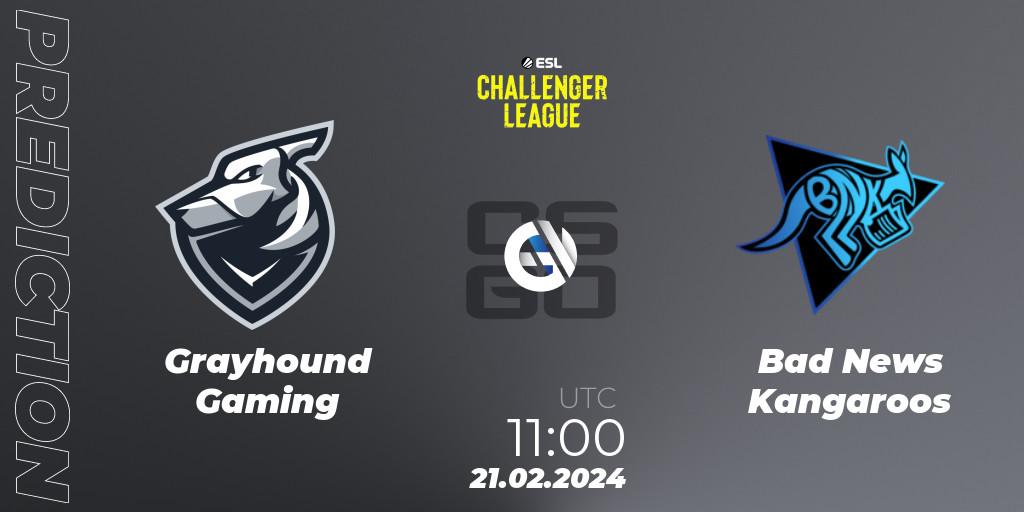 Grayhound Gaming vs Bad News Kangaroos: Match Prediction. 21.02.24, CS2 (CS:GO), ESL Challenger League Season 47: Oceania