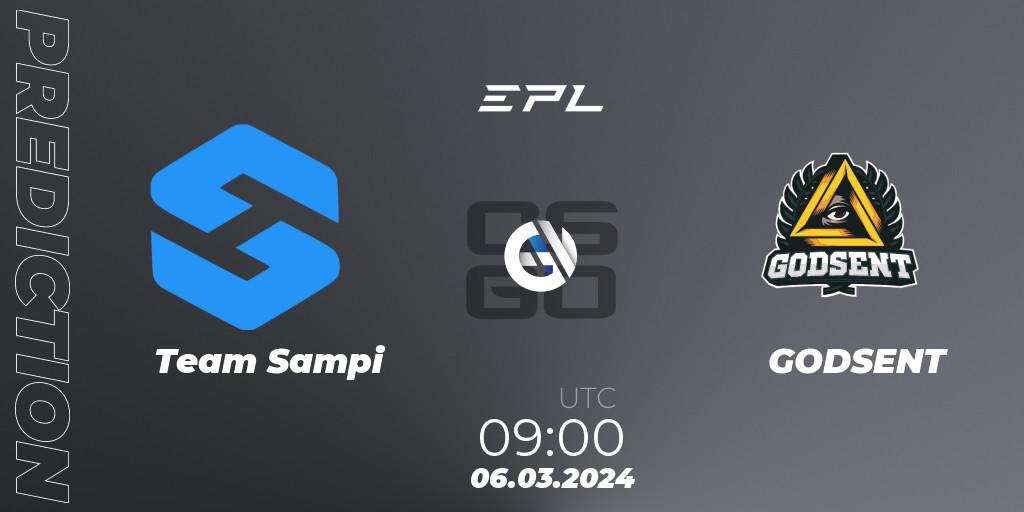Team Sampi vs GODSENT: Match Prediction. 06.03.24, CS2 (CS:GO), European Pro League Season 14