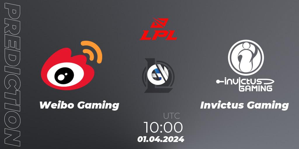 Weibo Gaming vs Invictus Gaming: Match Prediction. 01.04.24, LoL, LPL Spring 2024 - Playoffs
